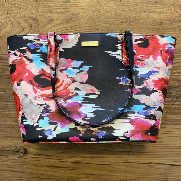 Kate Spade Dally Laurel Way Medium Size Watercolor Floral Tote Bag w/ Zipper - Picture 1 of 9